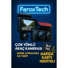 FaroxTech Hafıza Kartı Hediyeli Araç Kamerası - Çok Yönlü Çekim Açısı - Arka Iç Ön Kamera - Telefondan Izleme
