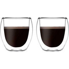 Vestron 2’li Set Espresso Bardağı 80 ml Kahve Bardağı Çift Cidarlı Bardak