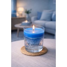 Calinda Candles Okyanus Esintisi Kokulu Mum | Mavi Jel Detaylı Cam Bardak El Yapımı Dekoratif Mum