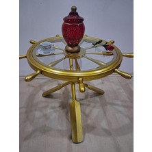 Bengi Ankara Mobilya Orta Sehpa Dümen 90636 Model Ahşap Çapraz x Ayak Parlak Gold Lake Boya El Yapım