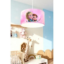 Allians Pembe Elsa ve Anna Desenli Çocuk Odası Şık Avize, Dekoratif Aydınlatma