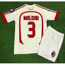 Alaturka Mix Milan 2007 #3 Maldini Çocuk Forması Çorap Bileklik Hediyeli (Beyaz)