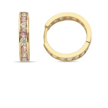 Zeya Kuyumculuk 14 Ayar Altın Pembe Beyaz Taşlı Çocuk Halka Küpe