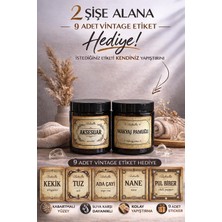 Alubrella 2'li Amber Plastik Kavanoz, A4 9'lu Vintage Etiket