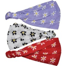 Lastikli Paraşüt Bandana Papatya Desenli 3 Lü Set