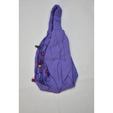 Lastikli Boncuklu Düz Renk Mor Paşüt Model Saç Bandı Bandana