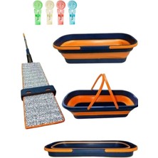 Özbience Katlanabilir Kovalı Paspas 10’lu Set, Mandal Hediyeli, Turuncu Renk