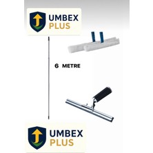 Özbience Teleskopik Metal Saplı 6 Metre Cam Temizlik Seti, Peluş ve Çekçekli