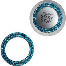 Hayat Store Kristal Taşlı Start Stop Düğme Halkası Turkuaz Mavi