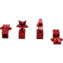 Hayat Store Yıldızlı Alüminyum Sibop Kapağı 4'lü Set Kırmızı