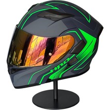 Scharf 902 Çene Açılır Motosiklet Kaskı – Güneş Gözlüklü (Rosepink Vizörlü) Az Green