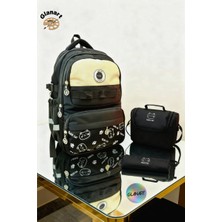 Glanart Ful Astarlı 5 Bölmeli Ilk Öğretim Çantası (Termoslu Beslenme+ Kalemlik ) Set . Su Geçirmez Kumaş