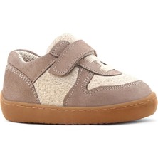 Rakerplus Bob Hakiki Deri Krem Kum Pofuduk Barefoot Cırtlı Lastikli Bebek Sneaker Ayakkabı