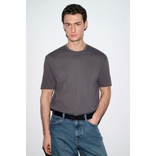 Tena Erkek Antrasit Bisiklet Yaka Modal Basic Tişört