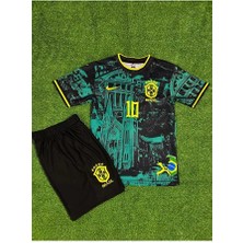 Alaturka Mix Brezilya Milli Takım Neymar Jr 10/ Özel Konsept Çocuk Forması 4'li Set (Yeşil-Sarı)