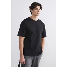 Tena Erkek Siyah Bisiklet Yaka Modal Basic Tişört