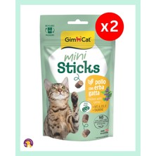 Gimcat Mini Sticks Tavuklu & Kediotlu Kedi Ödül Maması – Tahılsız, Taurinli 50 Gr(2 Adet)