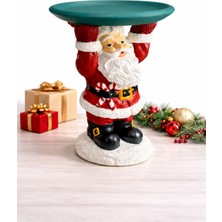 The Mark Decor Noel Baba Biblo Dekoratif Tabaklı Sunumluk - Yılbaşı Sunum Tepsisi & Ev Dekorasyonu