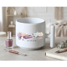 Ivart Kişiye Özel Nail Art Studio Baskılı Premium Beyaz Porselen T Kulplu Kupa Bardak-Hediye