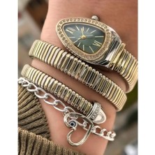 Melisa Takı & Aksesuar Çelik Gümüş - Gold Renk Yılan Saat