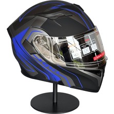 Scharf 902 Çene Açılır Motosiklet Kaskı – Güneş Gözlüklü (Şeffaf Vizörlü) Az Blue