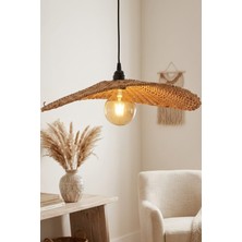 Ocean Point Bohem Rattan Avize, El Örmesi Dekoratif Tavan Aydınlatması, Sarkıt, E27 Duy, 45 cm