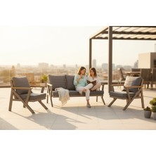 Açelya3+1+1+ Masa Alüminyum Bahçe Balkon Oturma Grubu Cappucino