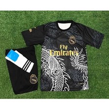 Alaturka Mix R.madridd 2023/24 Sezon Dragon Desenli Cristiano Ronaldo Konsept Çocuk Forması 3'lü Set (Black)