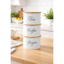 Decorev Kahve Çay Şeker Saklama Kabı 3'lü Set Kapaklı Mutfak Organizer Saklama Kutusu