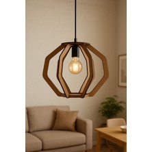 Allians 30 cm Geometrik Modern Ahşap Avize, Mdf Lazer Kesim, E27 Duy Uyumlu