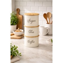 Decorev Kahve Çay Şeker Saklama Kabı 3'lü Set Kapaklı Mutfak Organizer Saklama Kutusu