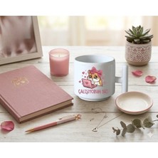 Ivart Üzgün Hamster Çalışıyorum Sus Baskılı Premium Beyaz Porselen T Kulplu Kupa Bardak-Hediye