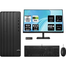 HP Pro Tower 290 G9 i5 12500 RTX 3050 48GB RAM 2TB SSD 27" FHD FreeDOS B70VDATPN935 Masaüstü Bilgisayar + Per4 USB