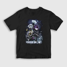 Presmono Unisex Çocuk Siyah Poster Murder Drones T-Shirt