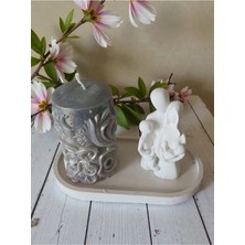 Doğal Dekoratif Aile Biblosu ve El Işçiliği Gümüş Işıltılı Özel Tasarım Mum Seti