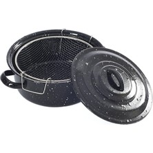 Özbience Kapaklı Emaye Fritöz 24CM – Şık ve Kullanışlı Patates Kızartma Tenceresi