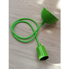 Allians E27 Açık Yeşil Renk Duy, 1 Metre Kumaş Kablo, Kılıflı, Tavan Kança Rozanslı