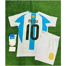 Alaturka Mix Arjantin 2024/25 Sezon Lionel Messi Çocuk Forması Şort Çorap Bileklik 4'lü Seti