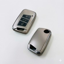 İlk El Grup Volkswagen Passat B8 Uyumlu Smart 3 Buton Silikon Oto Anahtar Kumanda Kabı Kılıf Gri