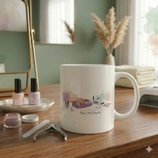 Ivart Kişiye Özel Nail Art Studio Baskılı Premium Beyaz Porselen Standart Kulplu Kupa Bardak-Hediye