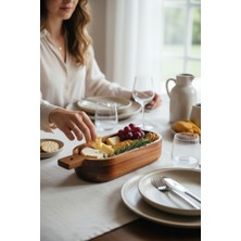 Akayev Akasya Oval Kulplu Derin Sunumluk 33X13X6,5 cm