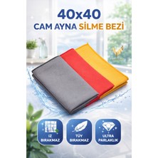 Visluna 3 Adet Mikrofiber Cam Silme Bezi 40X40 cm – Ayna, Cam ve Parlak Yüzey Temizlik Bezi