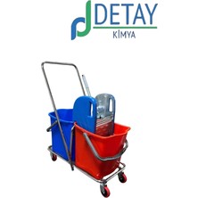 Özbience Detay Çift Kovalı Temizlik Arabası, Krom Gövdeli, Çelik Presli, Pratik Kullanım