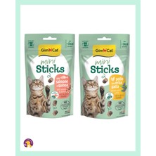 Gimcat Mini Sticks Tavuklu & Kediotlu + Somonlu & Kinoa Içeren Kedi Ödül Çubuğu 50 gr (2 Çeşit)