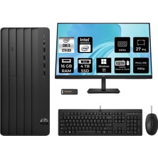HP Pro Tower 290 G9 i5 12500 16GB RAM 4TB SSD 27" FHD Win11 Home B70VDATPN800 Masaüstü Bilgisayar + Per4 USB