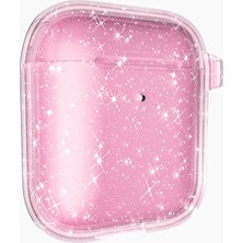 FLAMENKO Airpods Uyumlu Flmk Allstar Airbag 32 Parlayan Simli Saydam Renkli Kılıf-Pembe