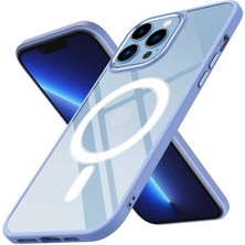 FLAMENKO iPhone 13 Pro Kılıf Wireless Şarj Özellikli Flmk Krom Magsafe Silikon Kapak-Lila