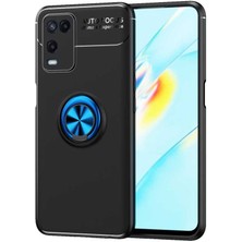 FLAMENKO Oppo A54 4g Kılıf Flmk Ravel Silikon Kapak-Siyah-Mavi