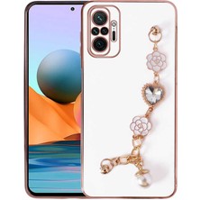 FLAMENKO Xiaomi Redmi Note 10 Pro Kılıf El Tutamaçlı Kamera Korumalı Flmk Taka Silikon Kapak-Beyaz