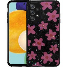 FLAMENKO Galaxy A32 4g Kılıf Simli Desenli Kamera Korumalı Parlak Flmk Popy Kapak-Çiçek
